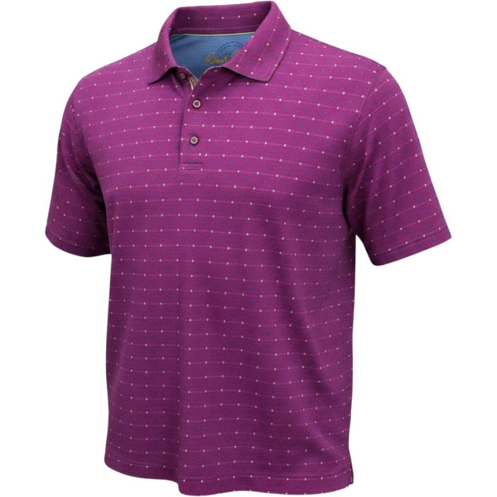 Robert Graham Mens 2XL Purple Geometric Dot Stripe Short Sleeve Polo Shirt